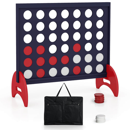 Infans 4-in-a-row Game Set w/42 PCS Chips & 600D Oxford Fabric Carrying Bag for CampingBlue + Red
